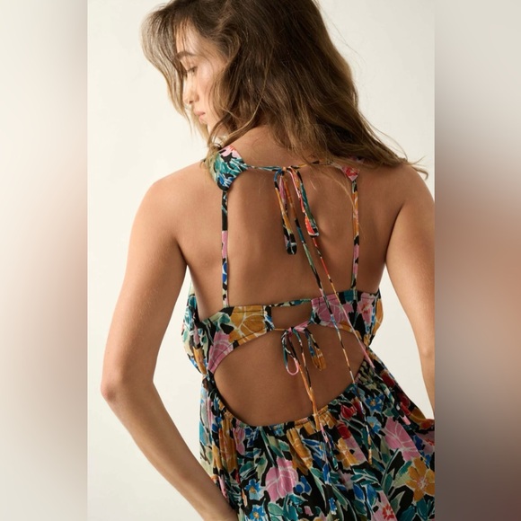 Promesa Montego Morning Floral Chiffon Open-Back Maxi Dress - Picture 2 of 4